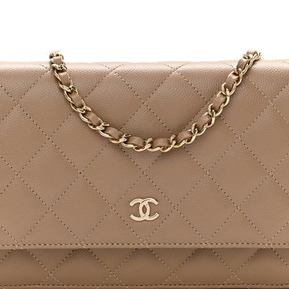 Chanel Caviar Quilted Wallet On Chain WOC Dark Beige 9 of 11