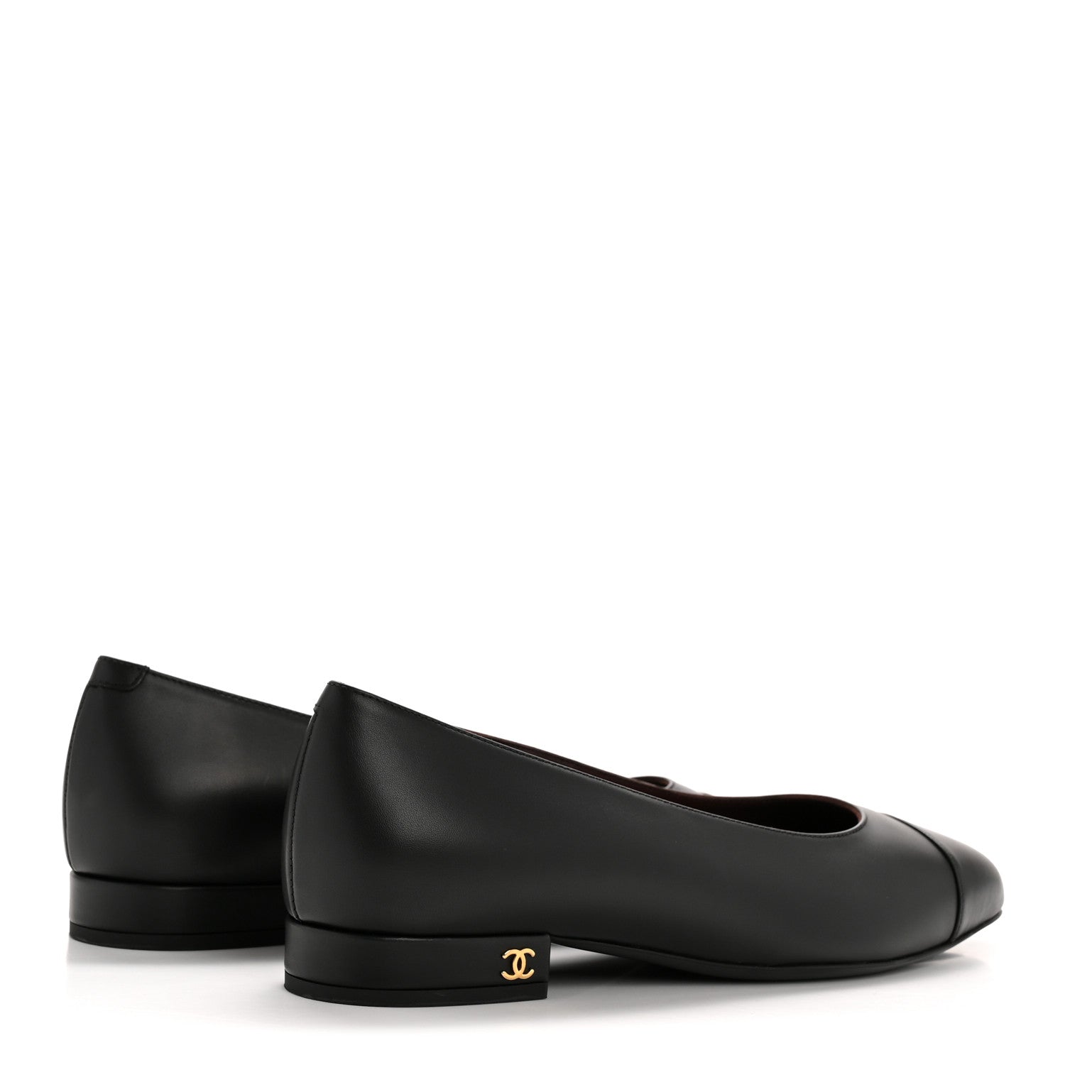 Chanel Lambskin Cap Toe CC Uniform Ballerina Flats 37 Black 5 of 10