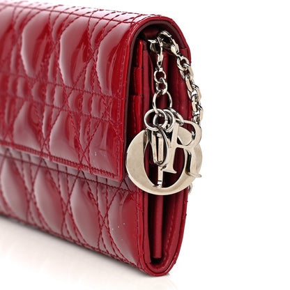 Christian Dior Patent Cannage Rendezvous Chain Wallet Red 16 of 16