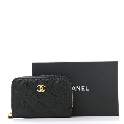 Chanel Caviar Quilted Zip Coin Purse Wallet Black 8 of 8