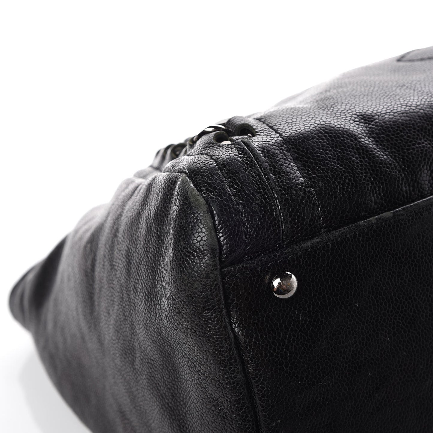Glazed Caviar East West Modern Chain Tote Black