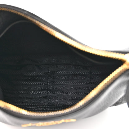 Prada Vitello Phenix Zippered Messenger Hobo Black 5 of 11