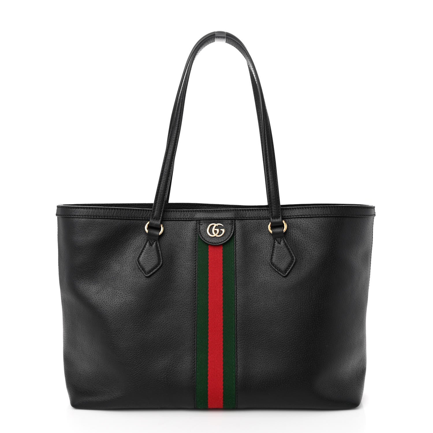 Gucci Textured Calfskin Web Medium Ophidia Shopping Tote Black 1 of 10