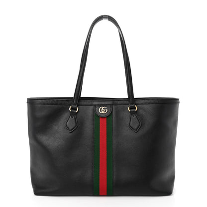Gucci Textured Calfskin Web Medium Ophidia Shopping Tote Black 1 of 10