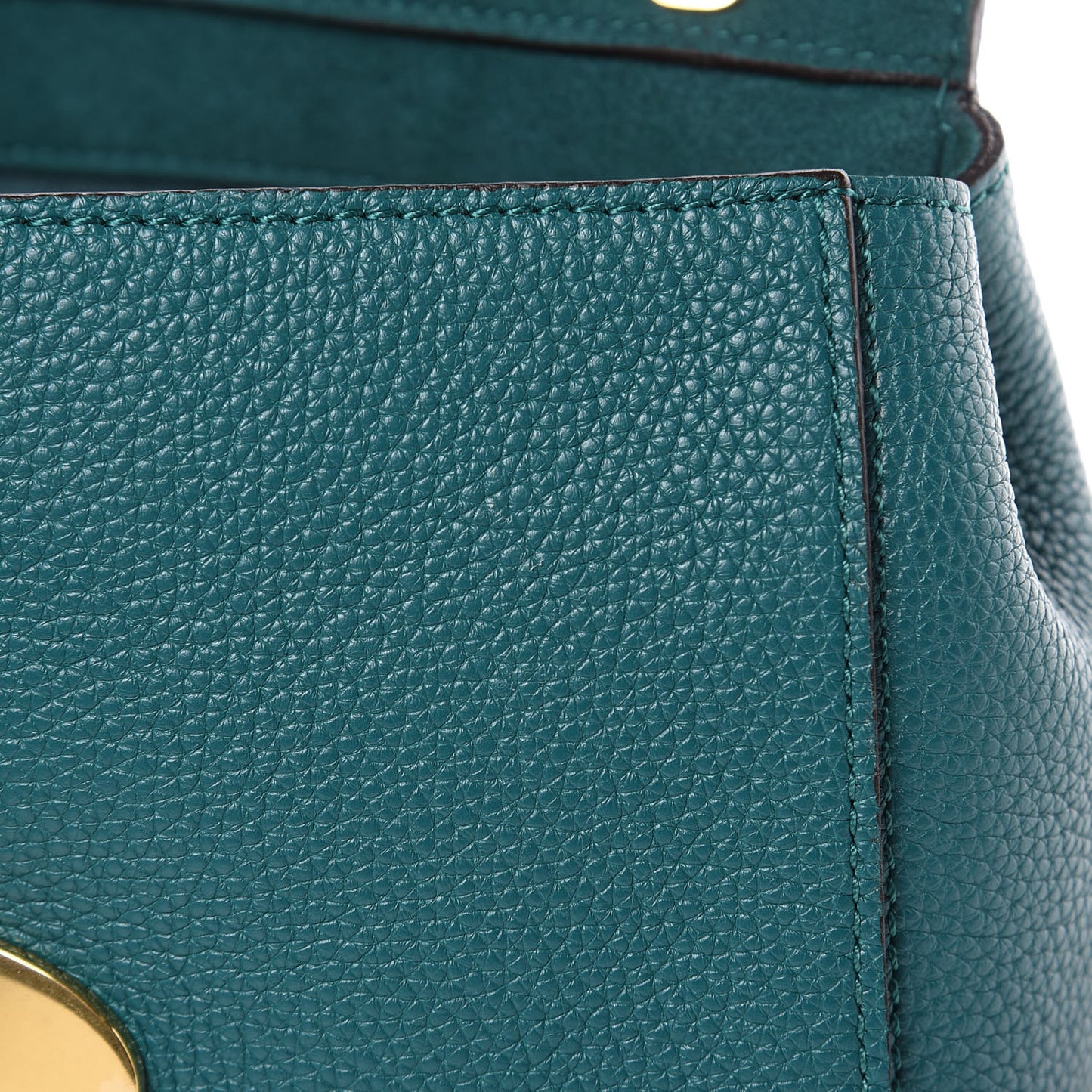 Small Classic Grain Calfskin Small Lily Flap Ocean Green