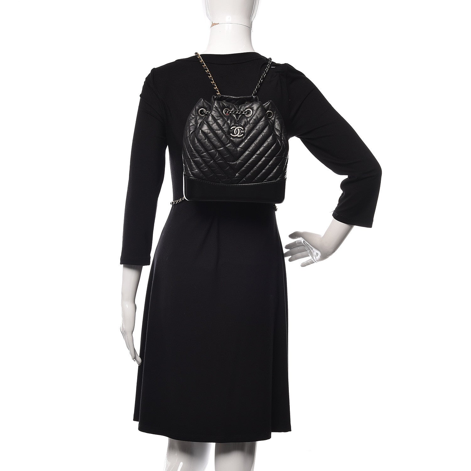 Chanel Aged Calfskin Chevron Quilted Small Gabrielle Backpack Black 3 of 12