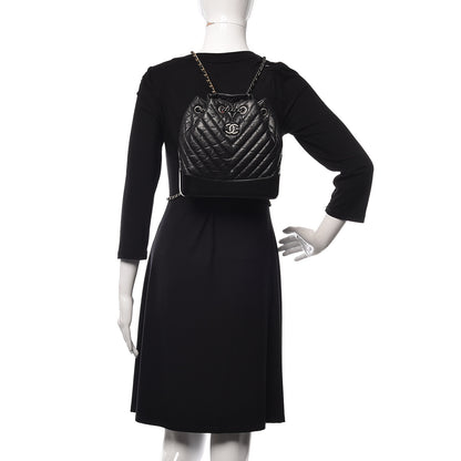 Chanel Aged Calfskin Chevron Quilted Small Gabrielle Backpack Black 3 of 12