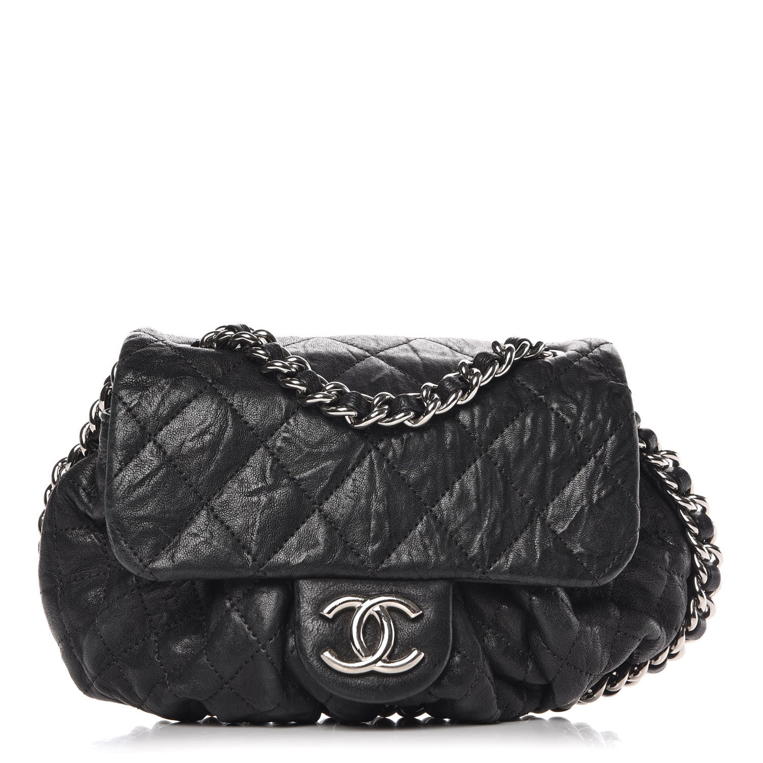 Chanel Washed Lambskin Quilted Mini Chain Around Flap Black 1 of 12