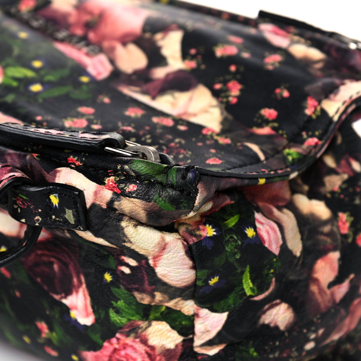 Lambskin Roses Camouflage Print Mini Pandora Black