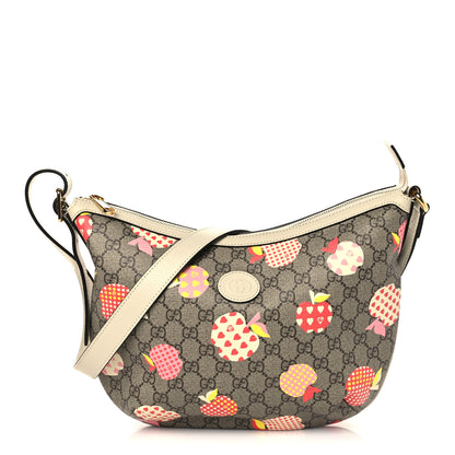 Gucci GG Supreme Monogram Les Pommes Small Ophidia Half Moon Hobo Beige Multicolor Mystic White 1 of 7