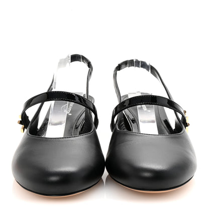 Louis Vuitton Lambskin Patent Romy Slingback Pumps 37 Black 3 of 9