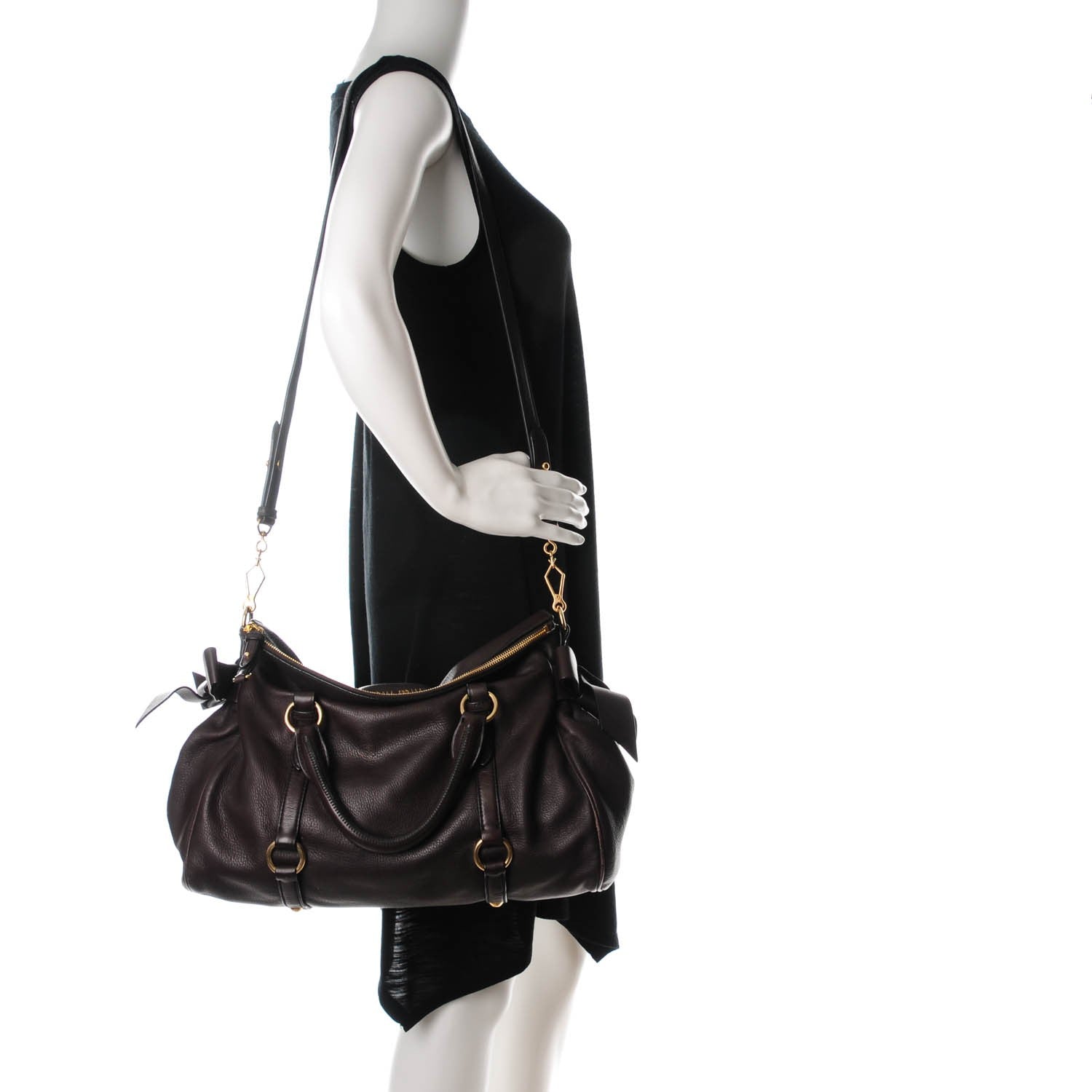 Miu Miu Vitello Medium Bow Bag Brown 2 of 9