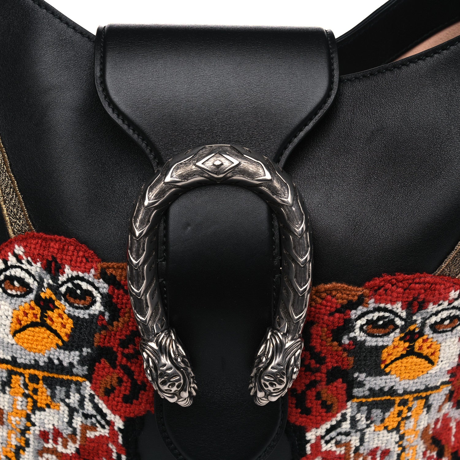 Gucci Calfskin Dog Embroidered Extra Large Dionysus Hobo Black 5 of 5
