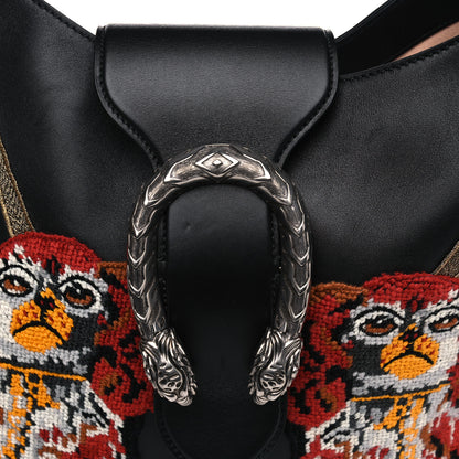 Gucci Calfskin Dog Embroidered Extra Large Dionysus Hobo Black 5 of 5