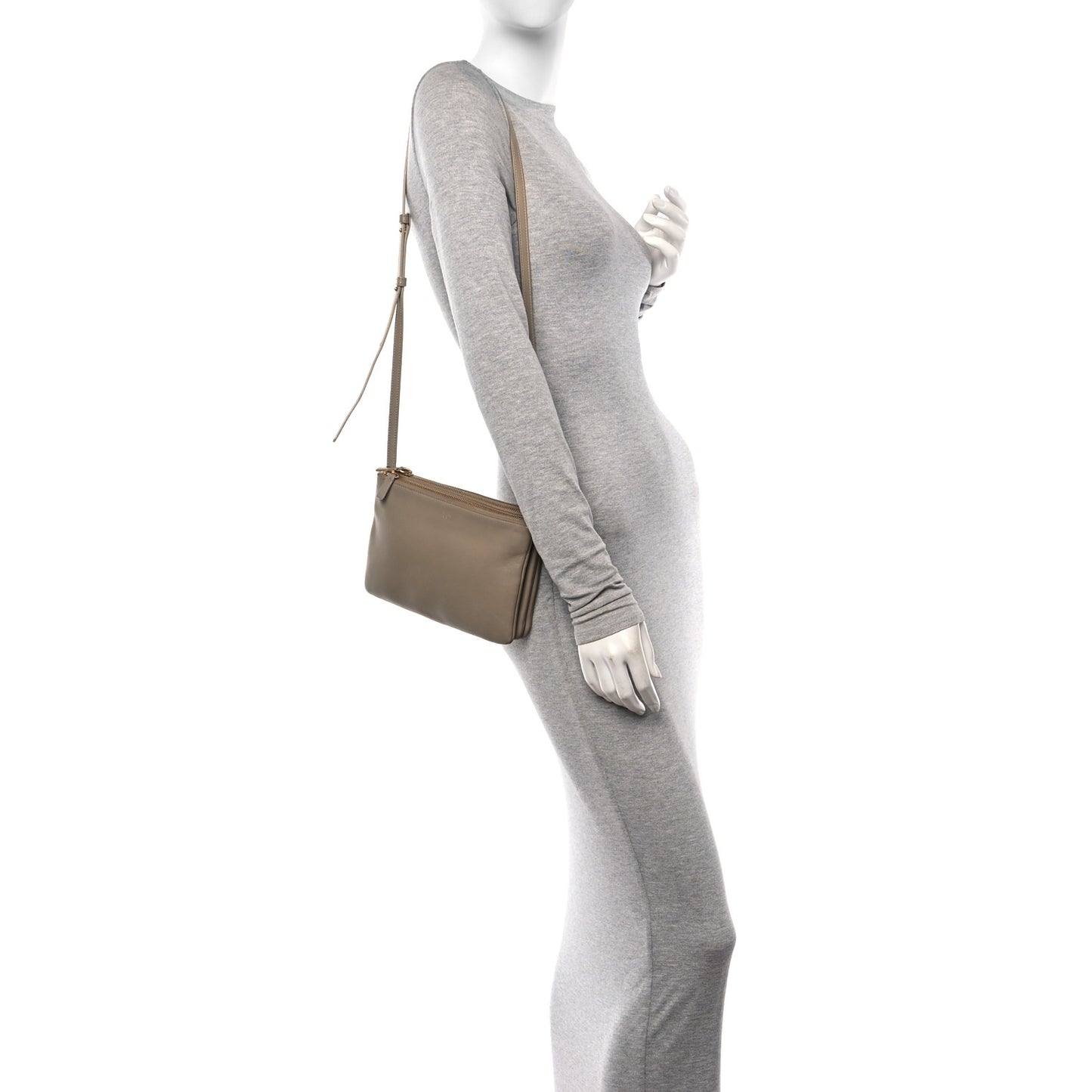 Liege Calfskin Small Trio Crossbody Bag Taupe