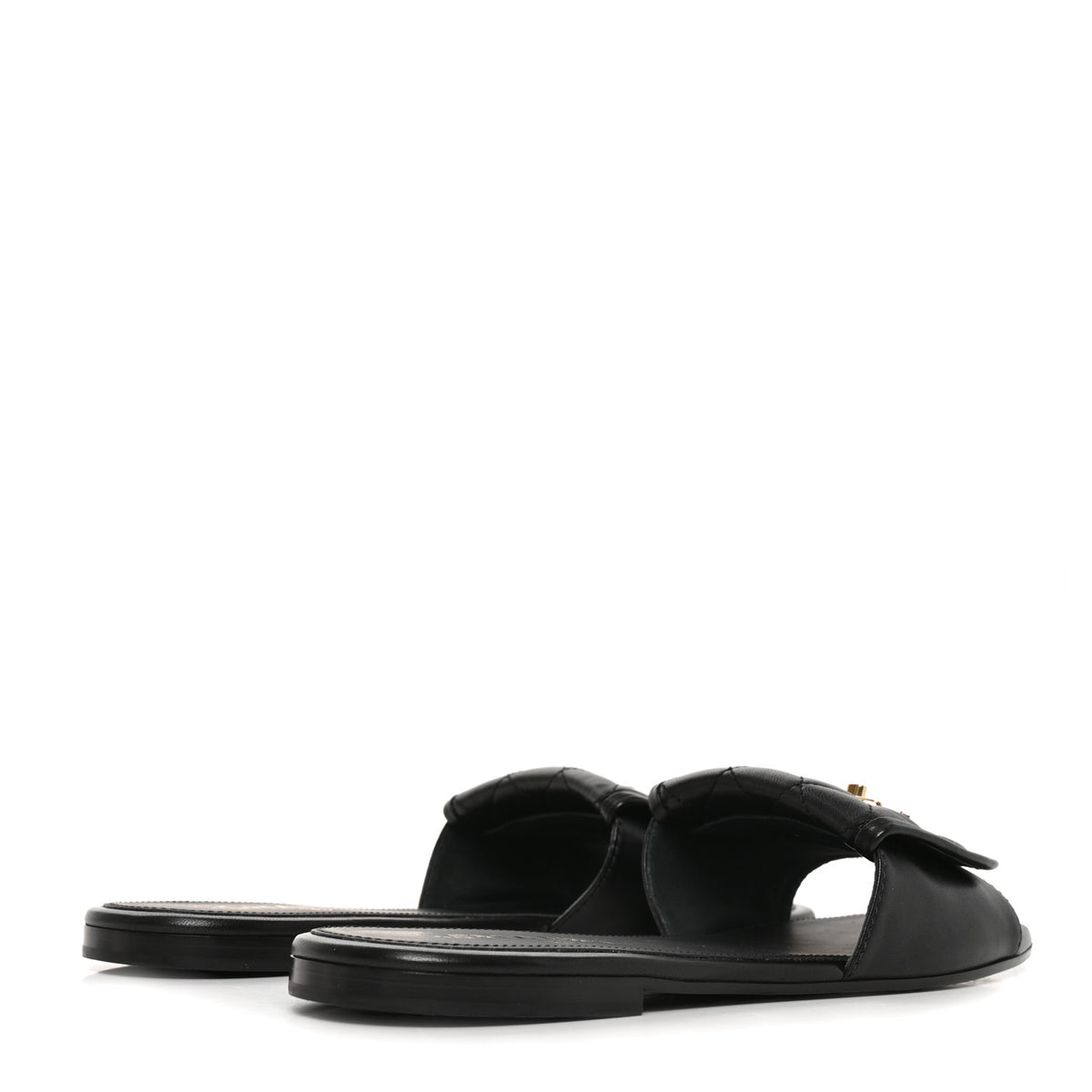 Lambskin Quilted Turnlock Flat Mules 41 Black