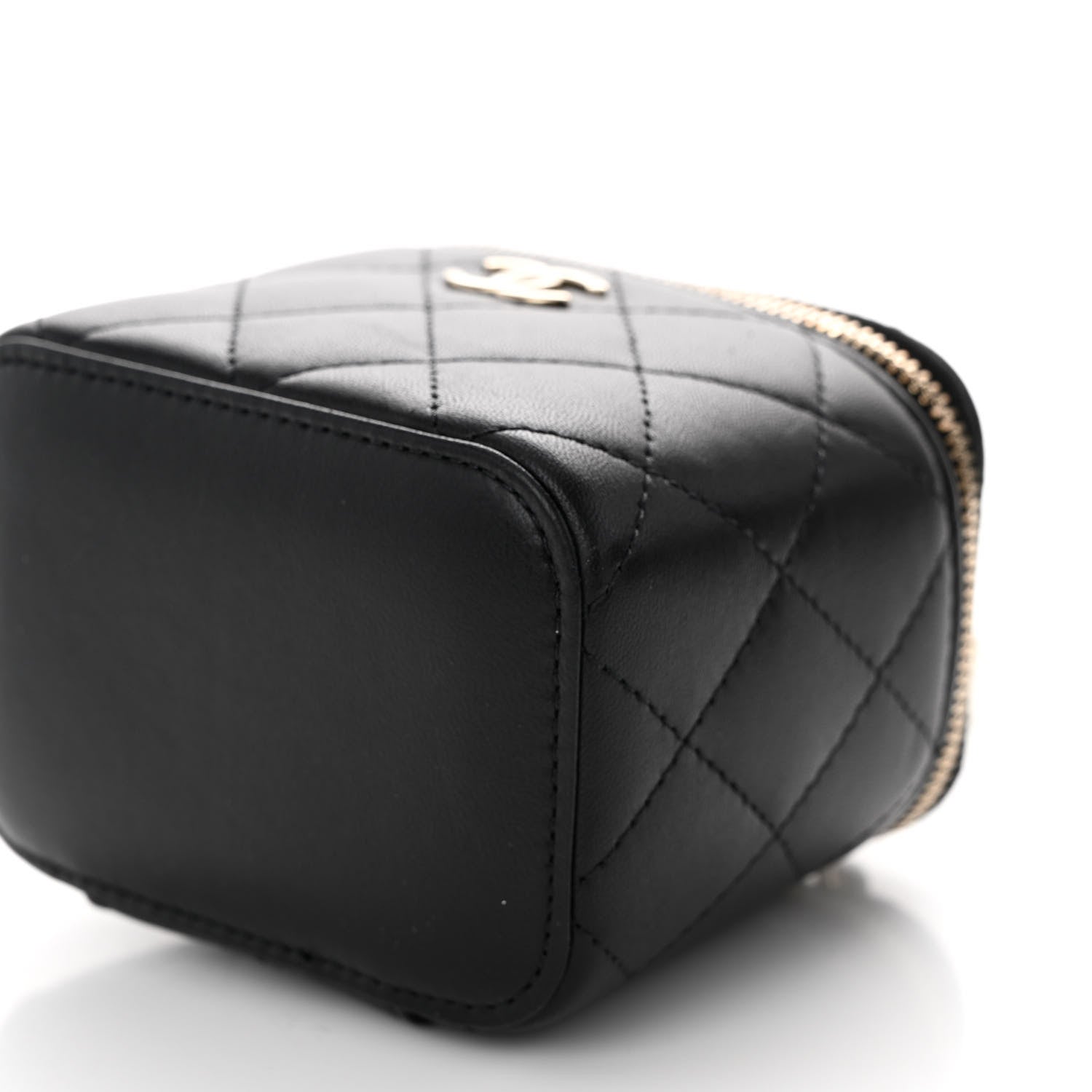 Chanel Lambskin Quilted Mini Vanity Case With Pearl Chain Black 10 of 11