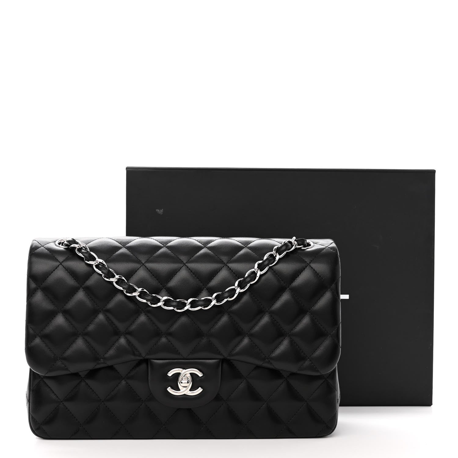Chanel Lambskin Quilted Jumbo Double Flap Black 14 of 14