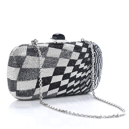 Judith Leiber Swarovski Crystal Checkered New Soap Dish Miniaudiere Clutch Black Silver 3 of 13