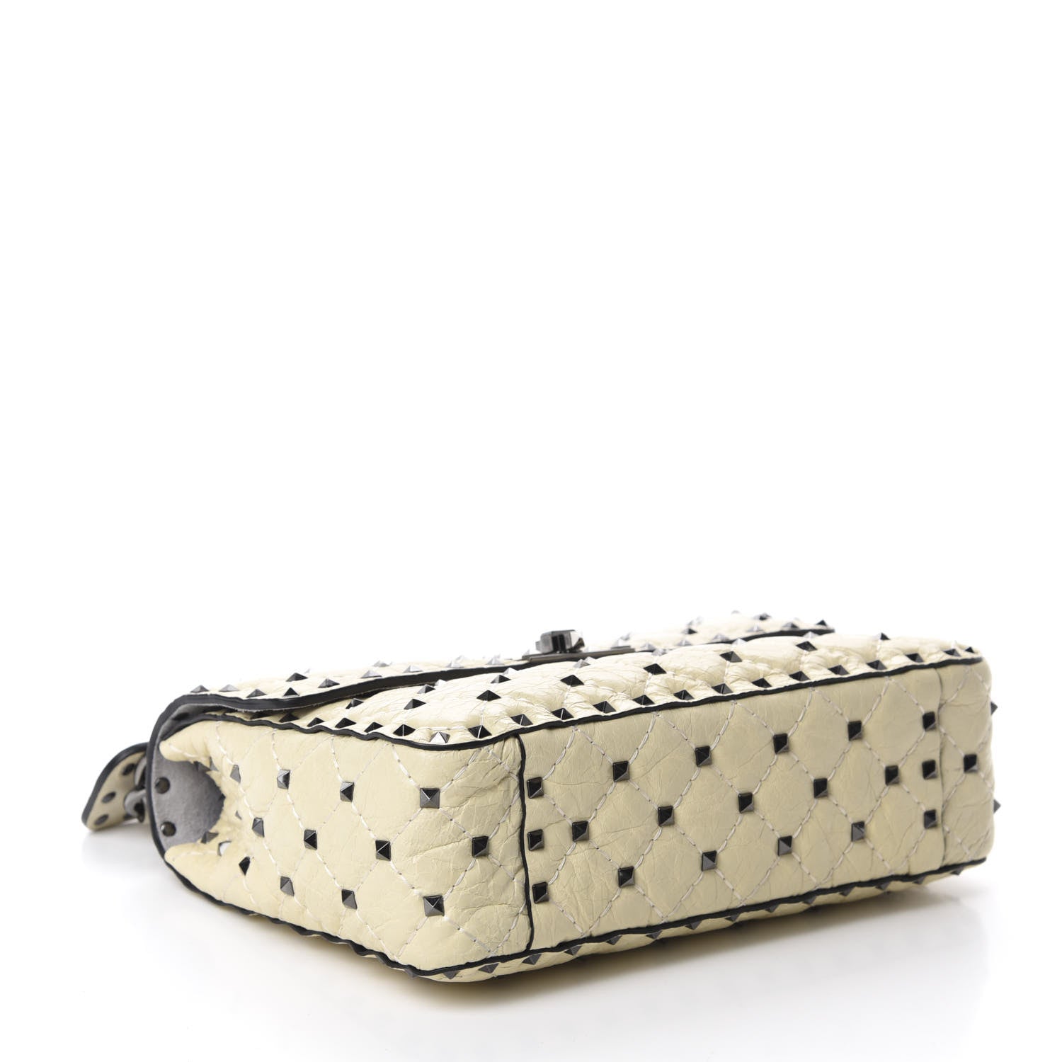 Valentino Garavani Craquele Nappa Medium Rockstud Spike Shoulder Bag Light Ivory 4 of 10