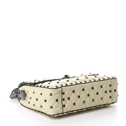 Valentino Garavani Craquele Nappa Medium Rockstud Spike Shoulder Bag Light Ivory 4 of 10