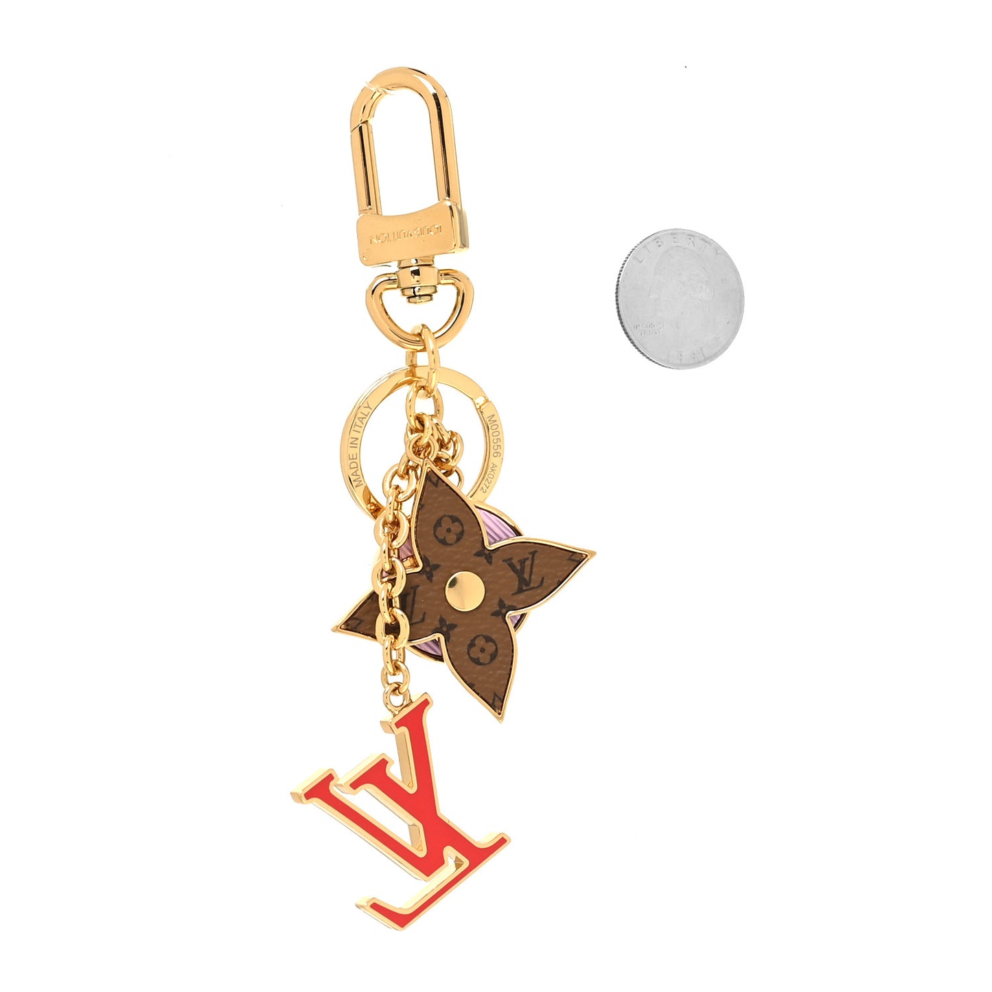 Metal Reverse Monogram Epi Spring Street Bag Charm Key Holder Gold