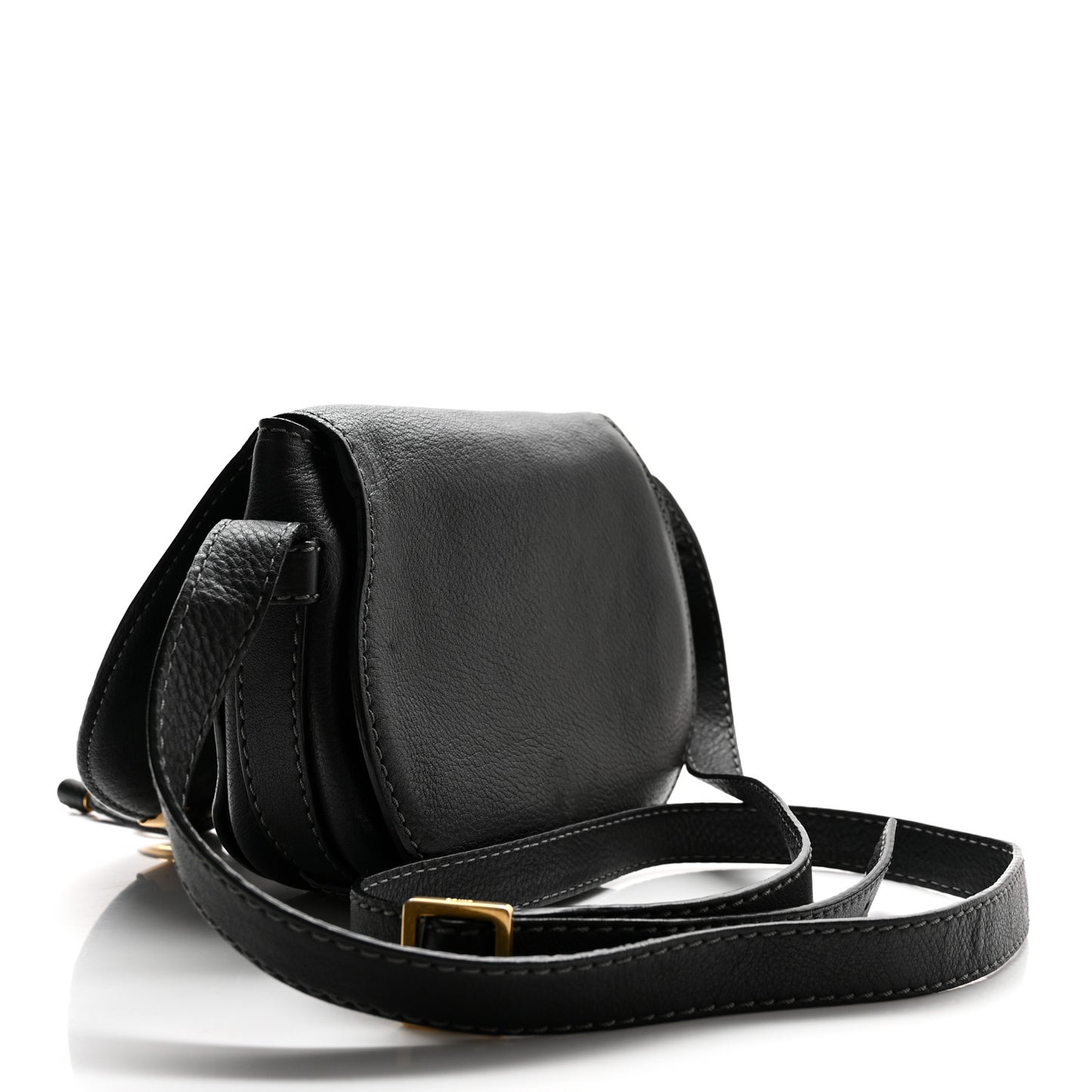 Calfskin Mini Marcie Round Crossbody Bag Black