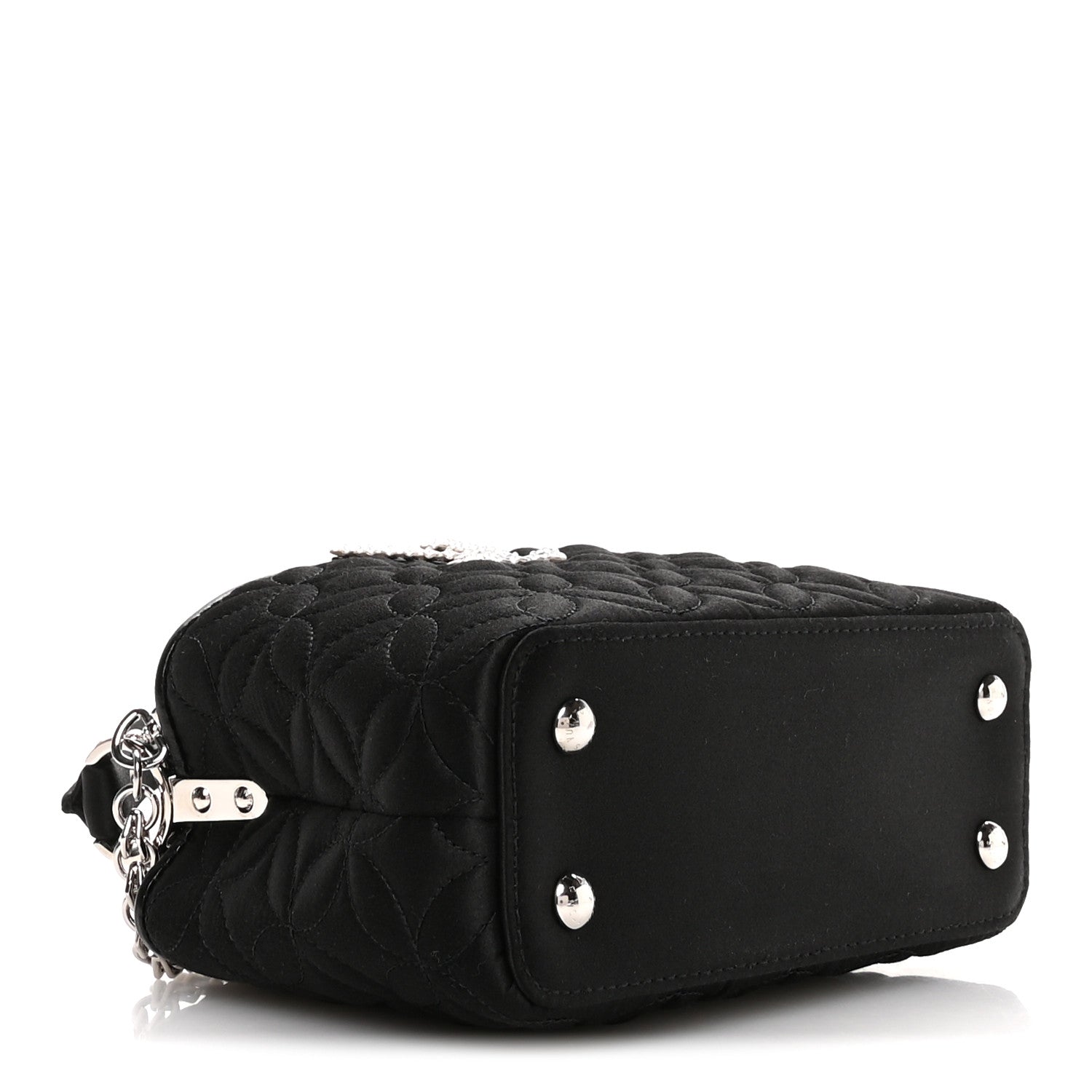 Louis Vuitton Satin Quilted Flower Crystal Mini Capucines Black 4 of 9