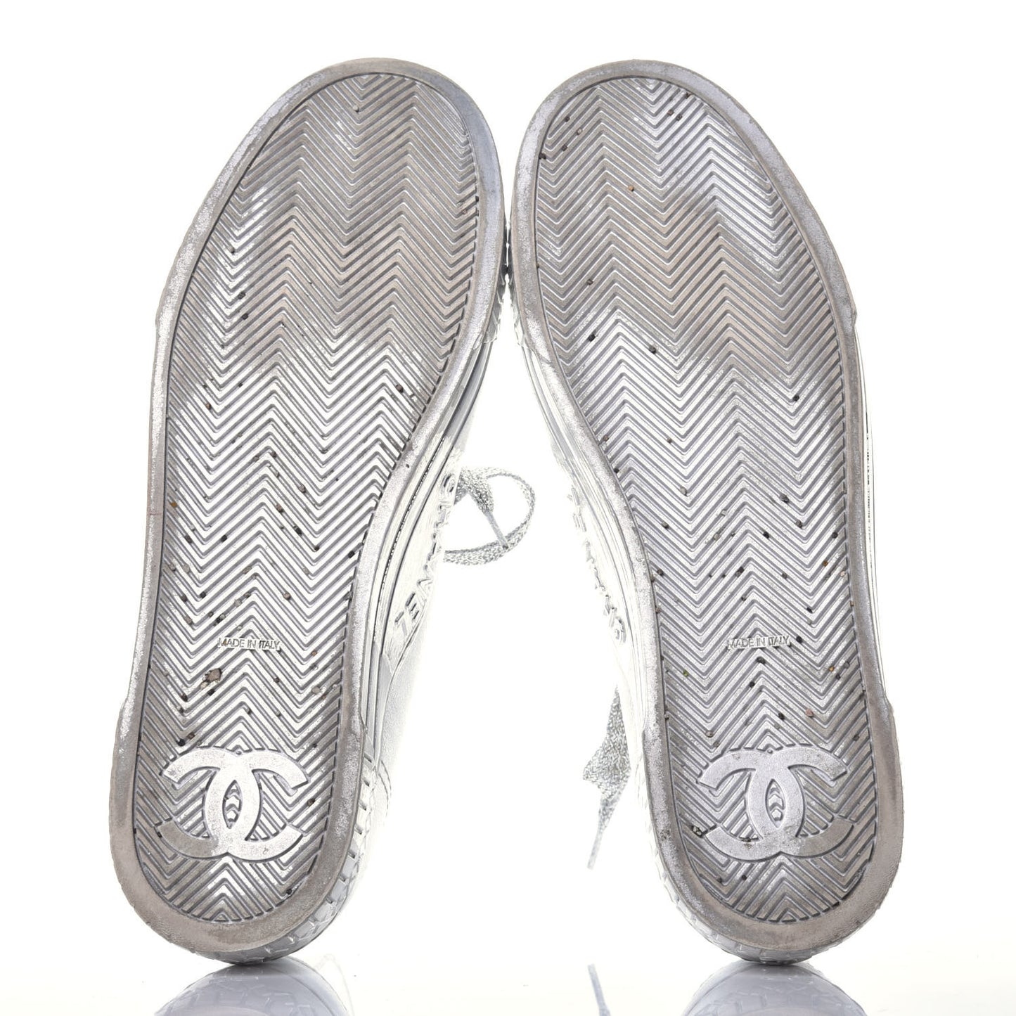 Laminated Lambskin Sneakers 39.5 Silver