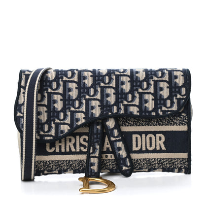Christian Dior Oblique Slim Saddle Pouch Blue 1 of 4