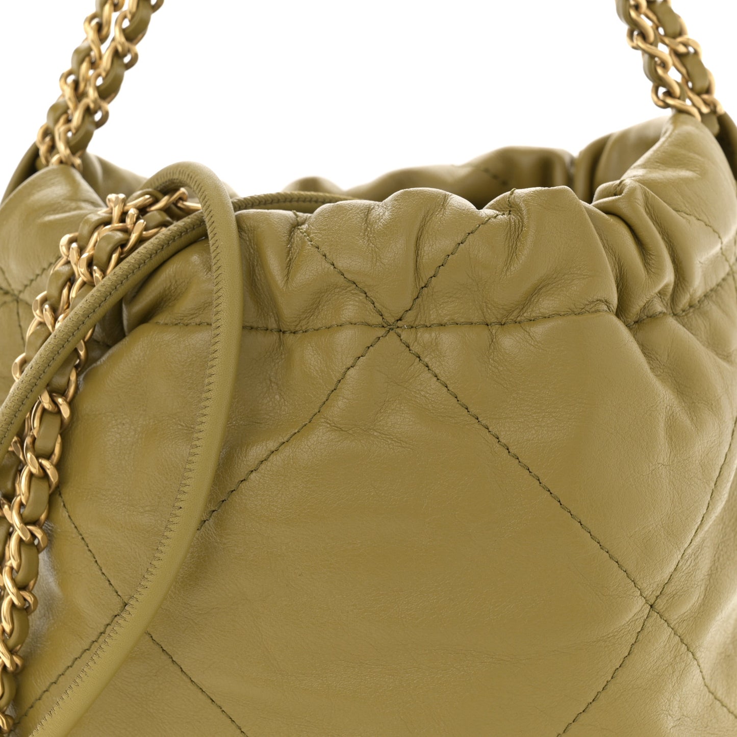 Shiny Calfskin Quilted Mini Chanel 22 Green
