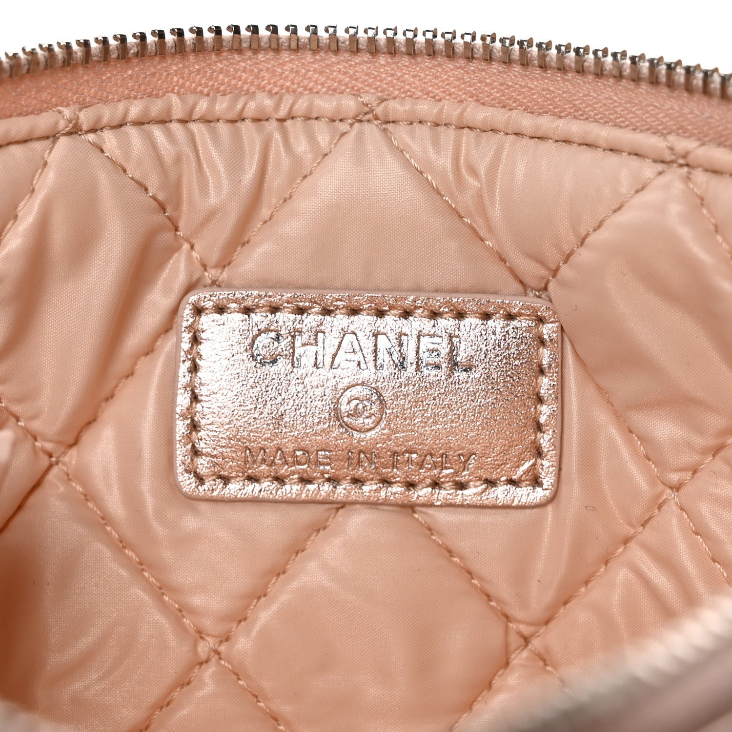 Chanel Metallic Lambskin Quilted Cosmetic Pouch Light Pink 5 of 7