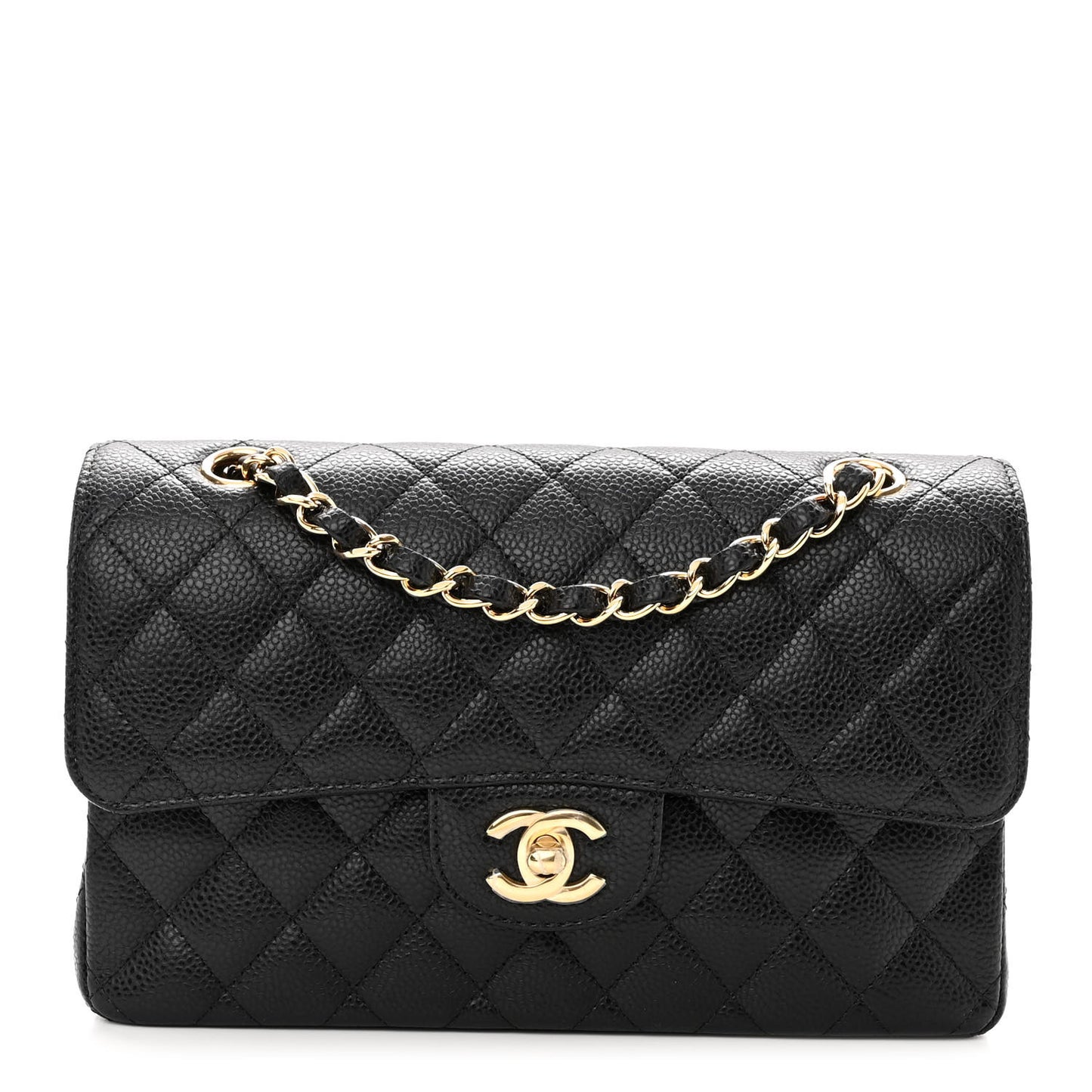 Caviar Quilted Small Double Flap Black