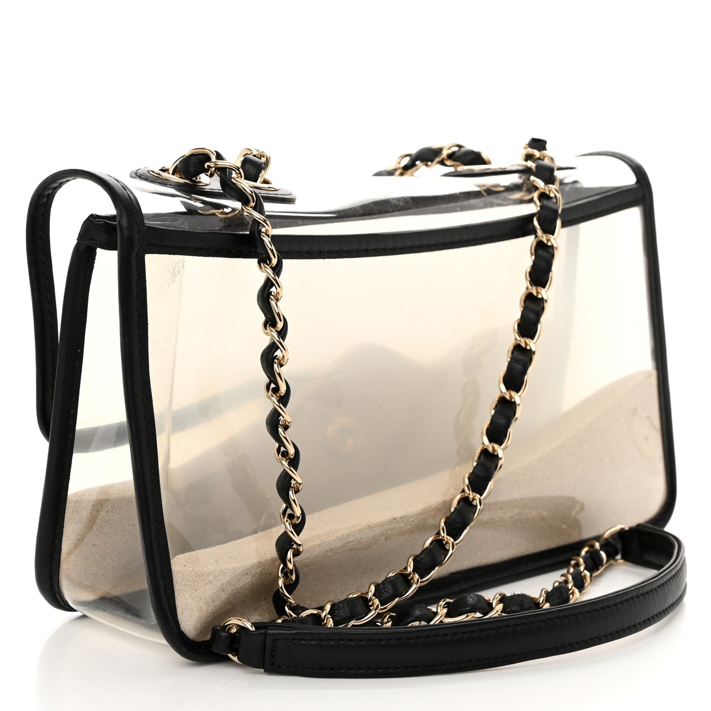 Lambskin PVC Medium Coco Sand Flap Black