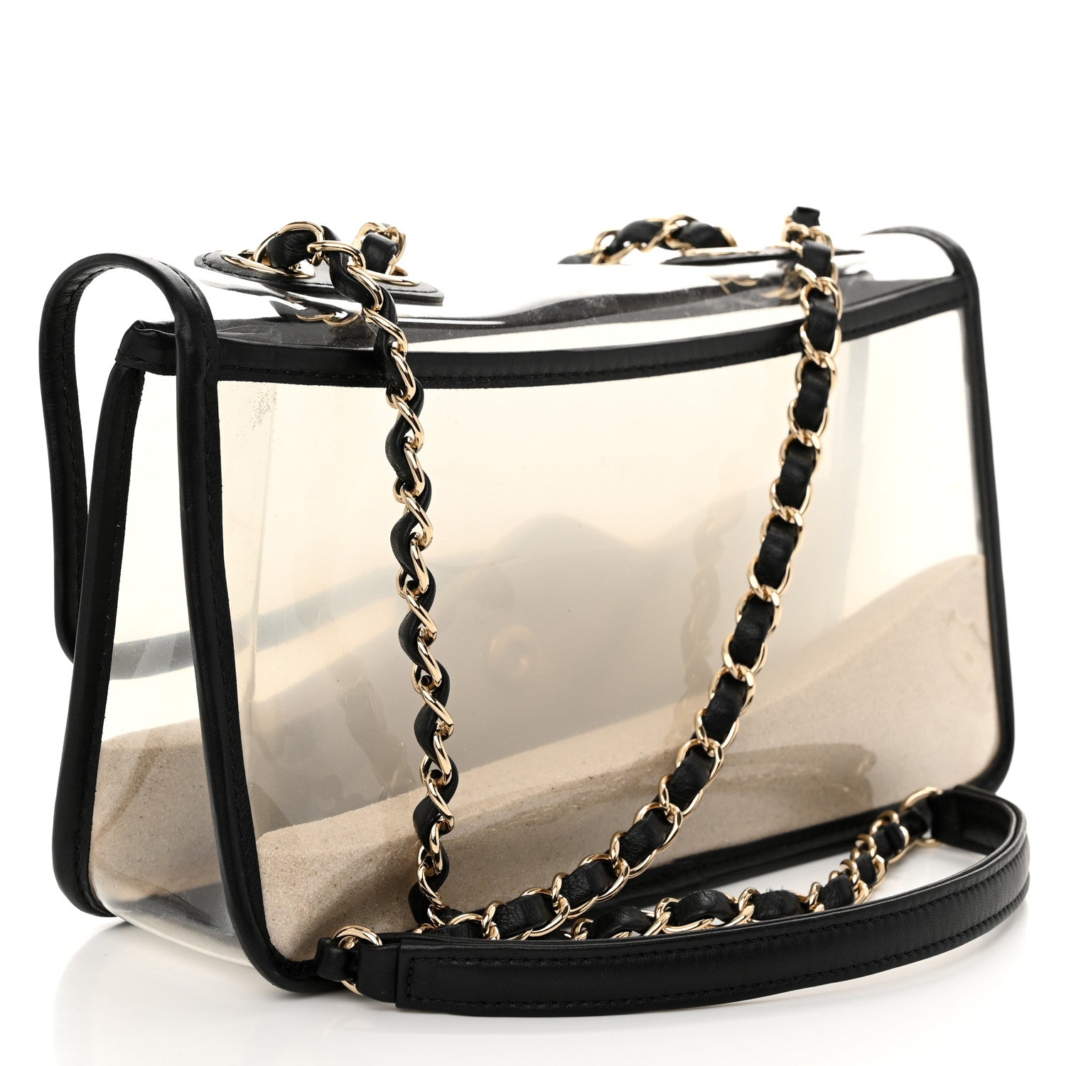 Chanel Lambskin PVC Medium Coco Sand Flap Black 3 of 11
