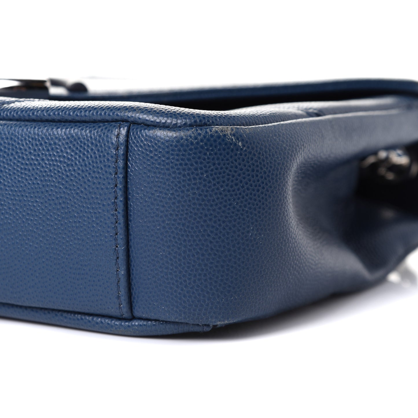Caviar Macro Chevron Single Flap Blue