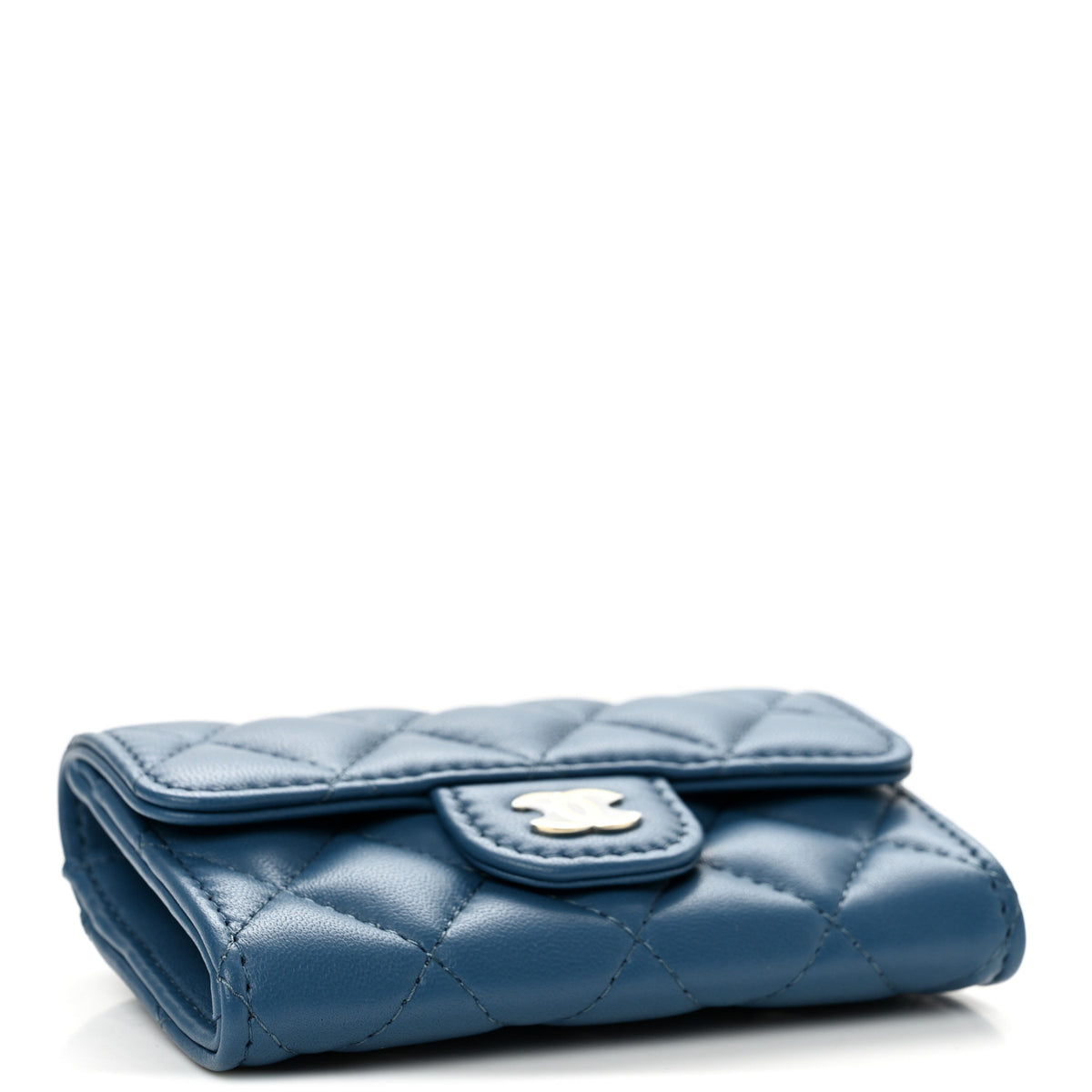 Chanel Lambskin Quilted Flap Card Holder Wallet Dark Blue 4 of 7