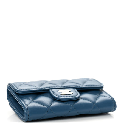 Chanel Lambskin Quilted Flap Card Holder Wallet Dark Blue 4 of 7