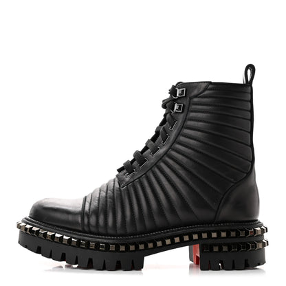 Christian Louboutin Calfskin Quilted Yetota Combat Boots 40 Black 1 of 15