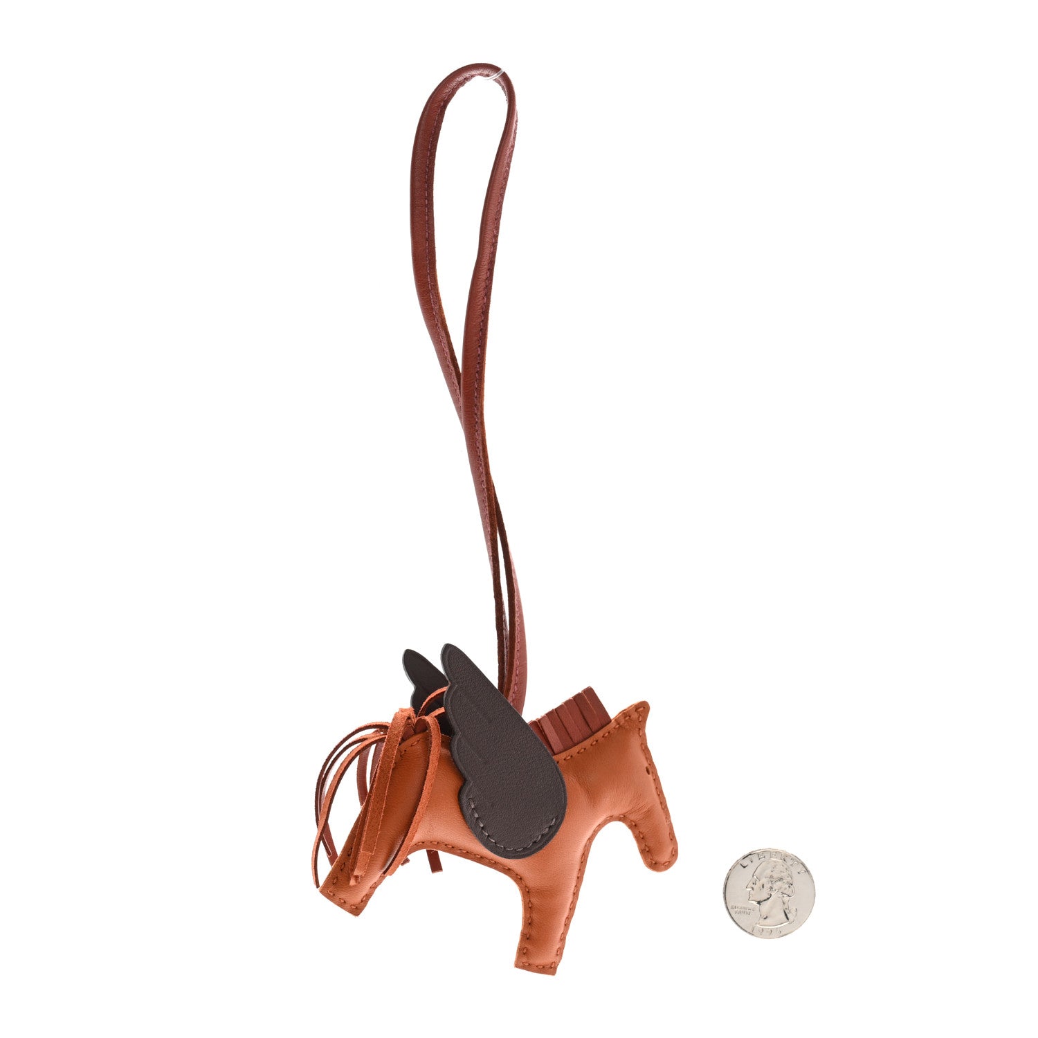 Hermes Milo Lambskin Grigri Rodeo Pegase Horse Bag Charm PM Pain D'Epice Siena Moka 2 of 5