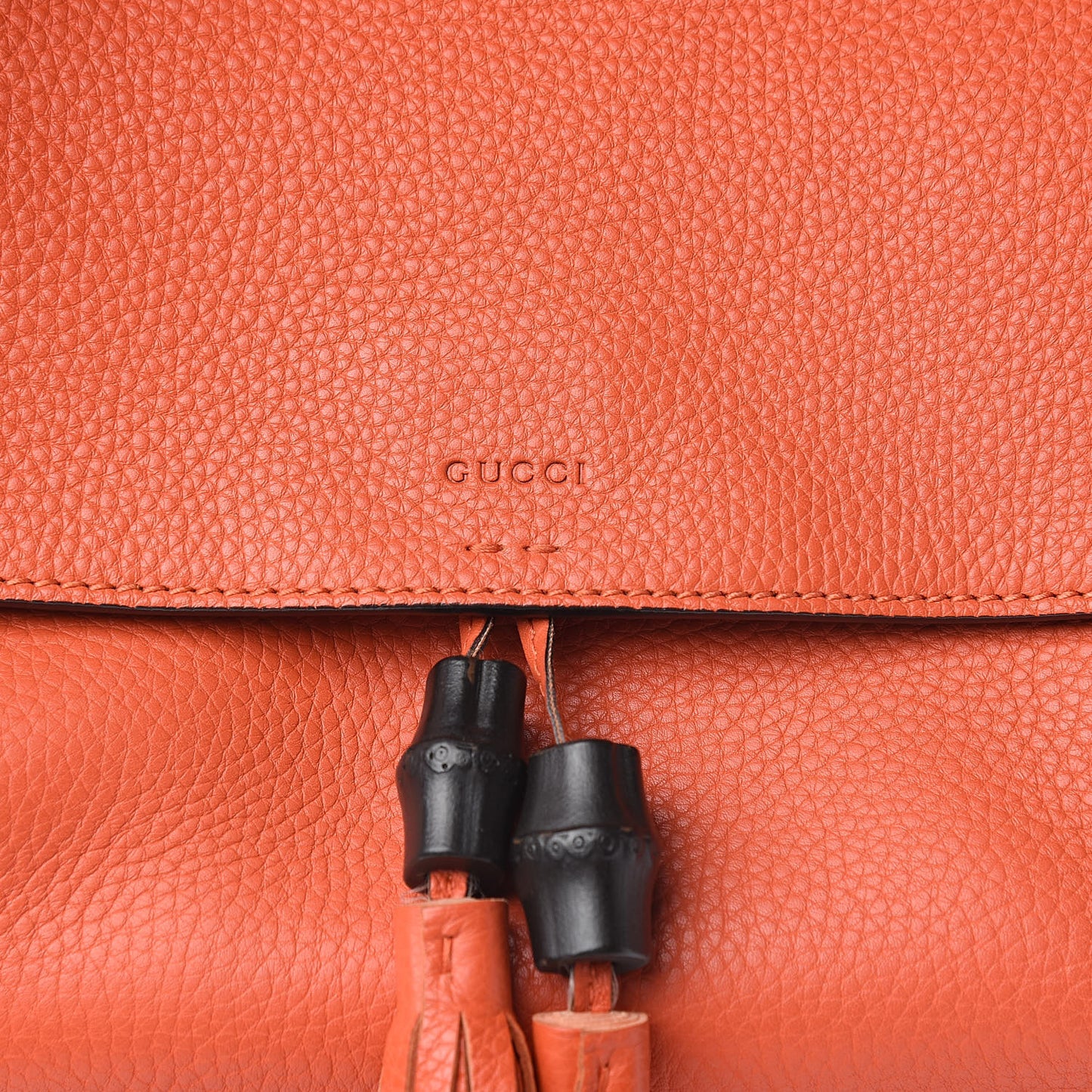 Cellarius Calfskin Medium Bamboo Daily Flap Shoulder Bag New Dark Orange