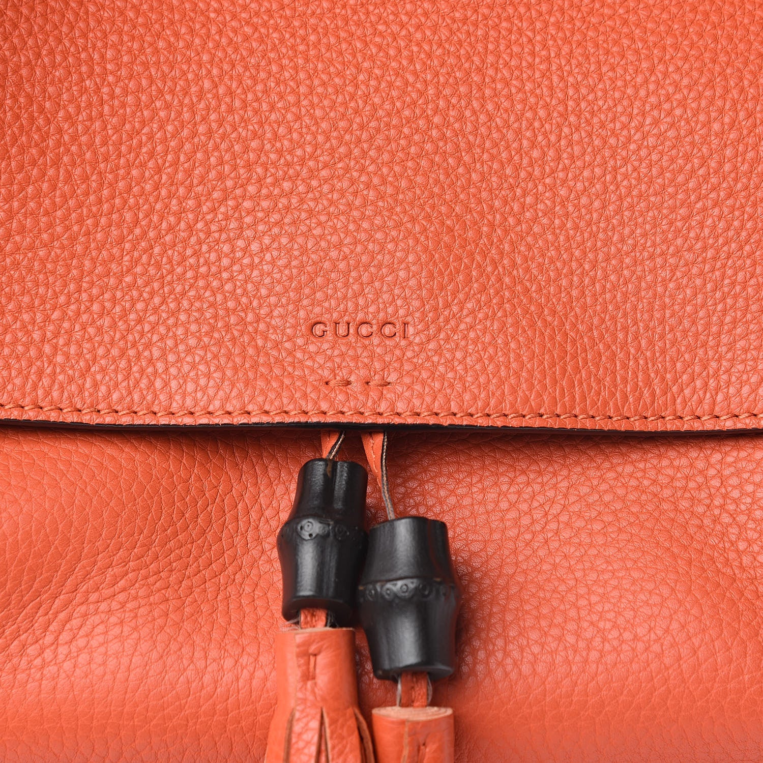 Gucci Cellarius Calfskin Medium Bamboo Daily Flap Shoulder Bag New Dark Orange 10 of 10
