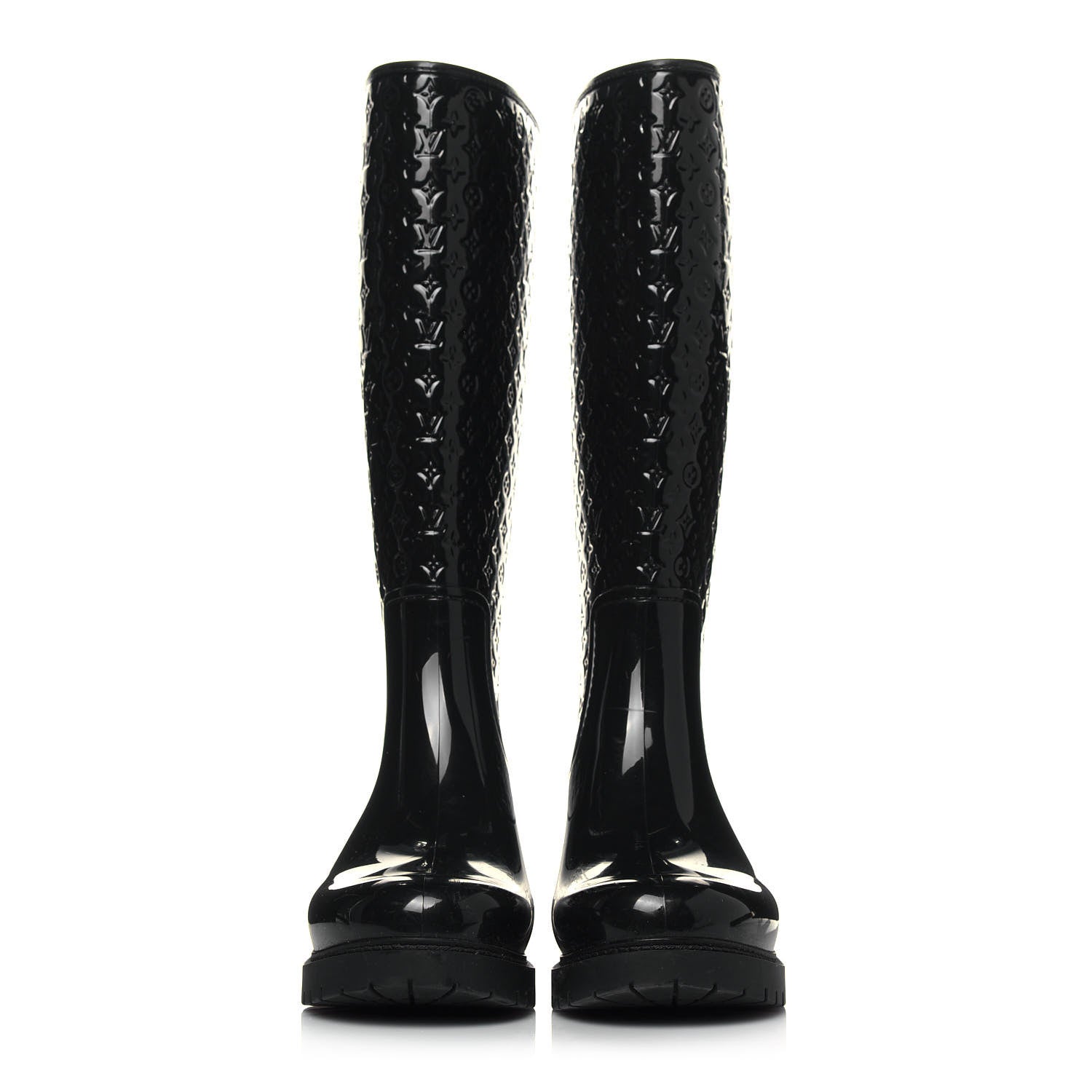 Louis Vuitton Rubber Embossed Monogram Splash Rain Boots 37 Black 2 of 6