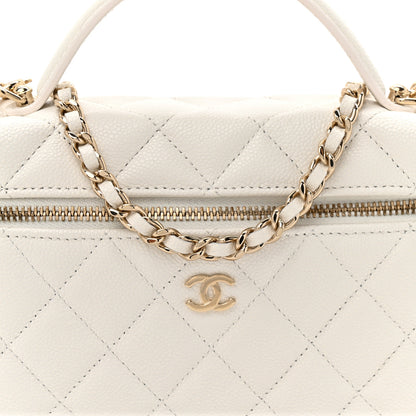 Chanel Caviar Quilted Top Handle Slim Vanity With Chain White 8 of 10