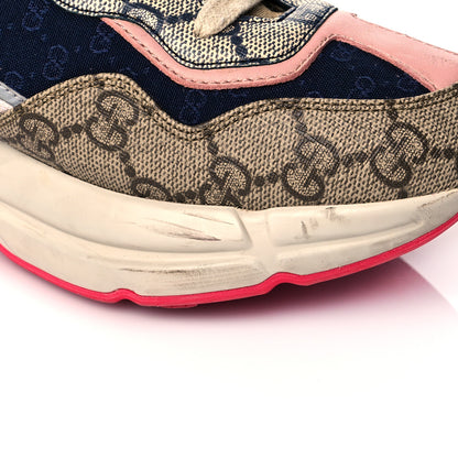 Gucci GG Supreme Monogram Mix Monogram Womens Rhyton Sneakers 36 London Blue Beige Pale Pink 12 of 15