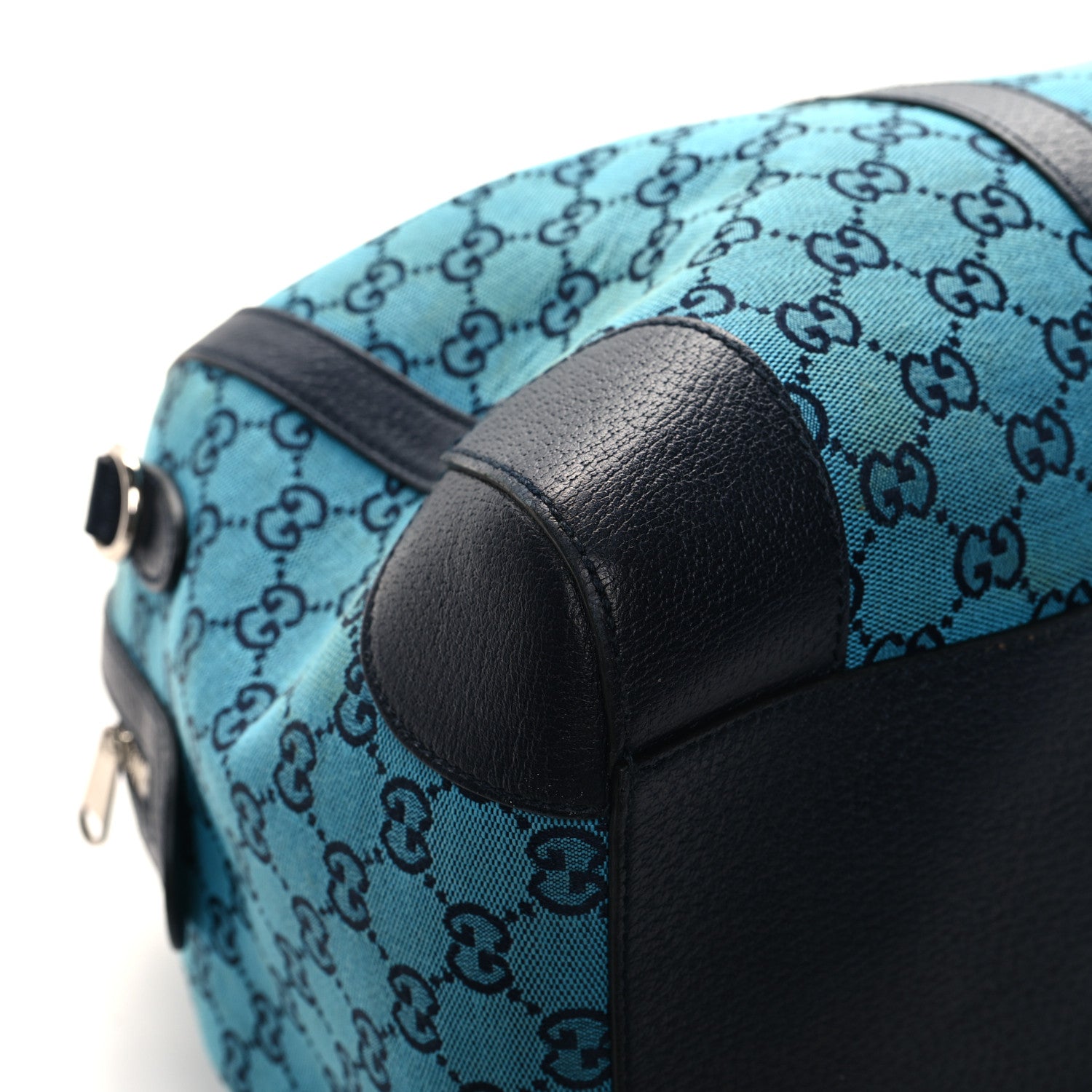 Gucci GG Supreme Monogram Azalea Calfskin Retro Interlocking G Duffle Bag Light Blue 8 of 12