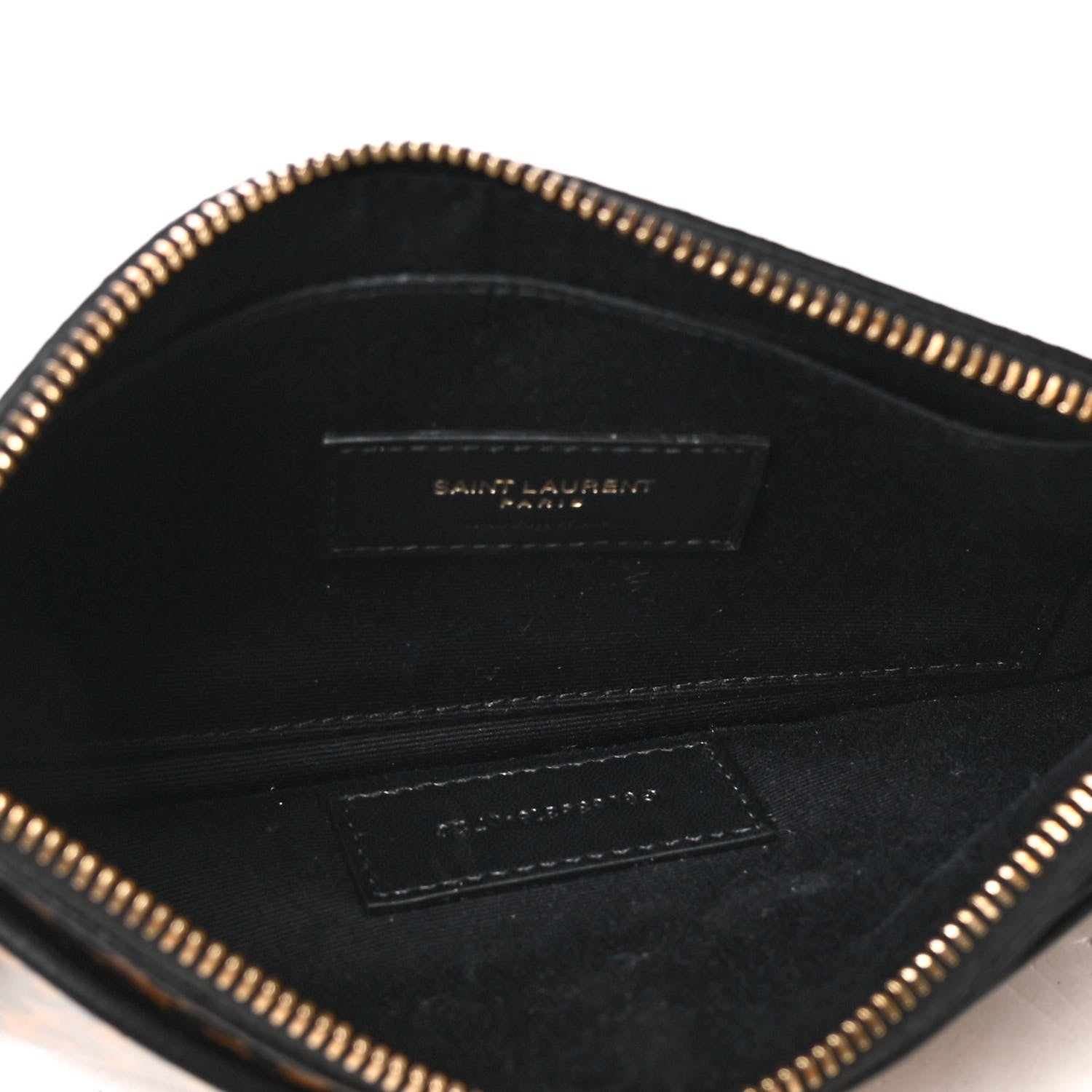 Saint Laurent Calfskin Monogram Printed Leopard Zip Bill Pouch Dark Gold Black 4 of 4