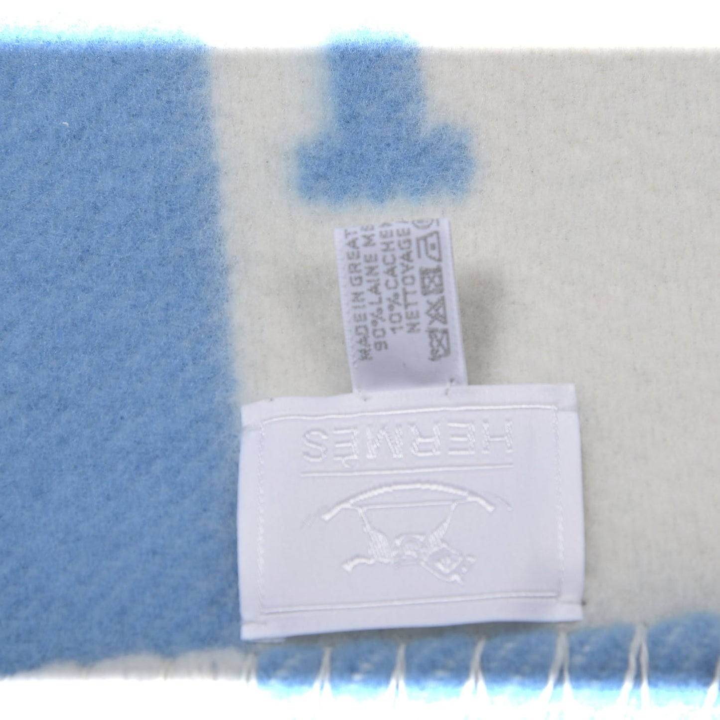 Wool Cashmere Avalon Baby Blanket Bleu Genievre White