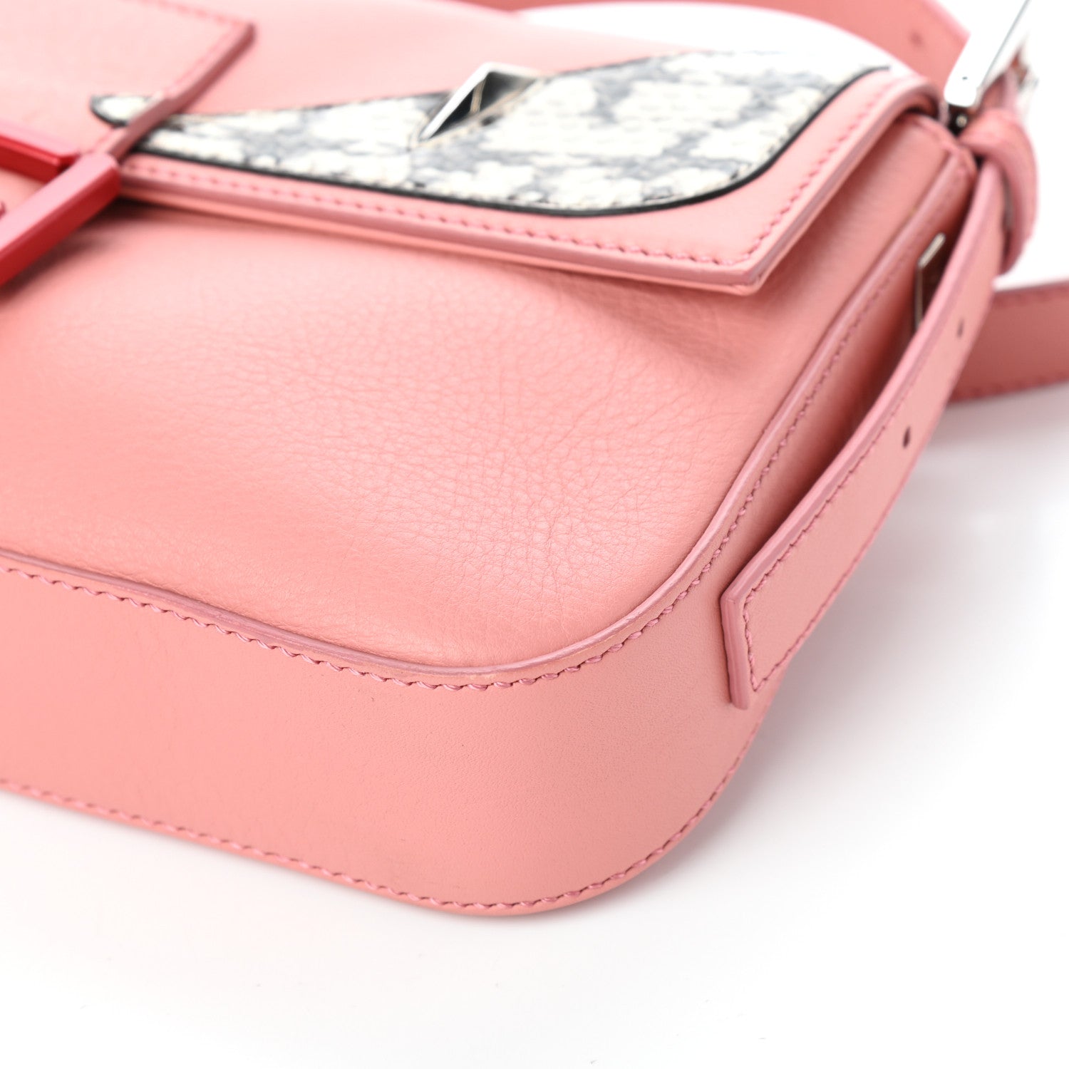 Fendi Calfskin Elaphe Monster Eyes Baguette Bois de Rose Naturale 9 of 9