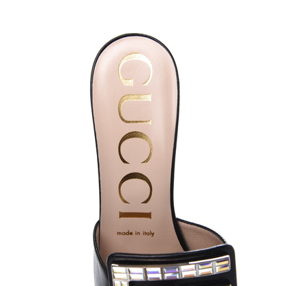 Gucci Malaga Kid Crystal Square G Madelyn Mules 38 Black 6 of 9